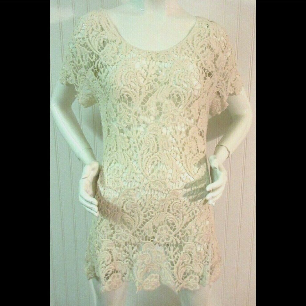 Cupio lace top off white cotton sz small